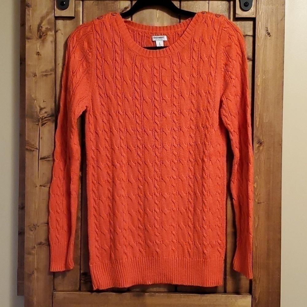 Old Navy Red Cable Knit Cotton Sweater Medium